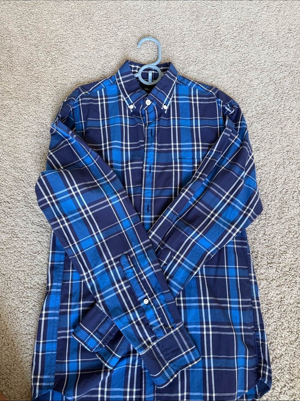 J Crew Men's Blue Plaid Button-Down Shirt